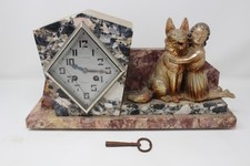 PENDULE SOCLE MARBRE ROSE ET