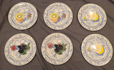 Gien France Oiseau Bleu 6.5" Dessert Plates Fuits SET OF 6 - PRE-OWNED