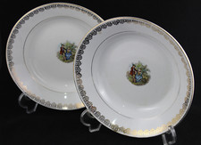 2 Assiettes Décoratives Classiques Porcelaine La Chartreux Pickman Scène