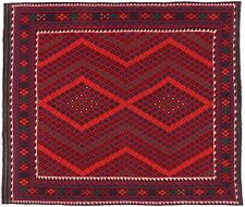 Tapis Afghan Kelim Soumakh Ghalmuri 250x300 Tissé À La Main Carré Rouge