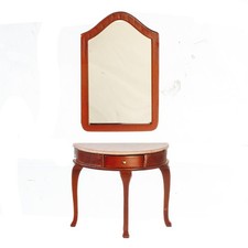 Table Console Demi Lune Avec Miroir En Noyer Mobilier Miniature
