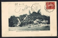 Old postcard Montchauvet, Ruines du Donjon 1911 