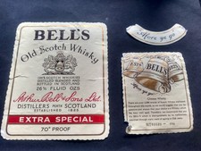 BELLS WHISKY BOTTLE LABEL 70 DEG PROOF 26 2/3 FLUID OUNCE VINTAGE 1970s