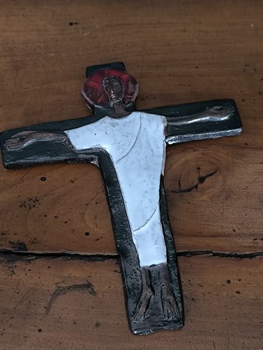 Ancien crucifix céramique - crucifix,