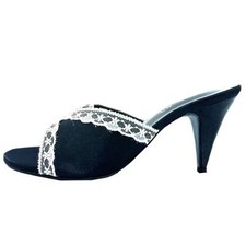 Femmes Noir Talon Haut Satin