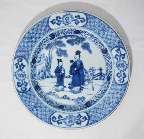 Ancienne assiette bleu blanc - ,