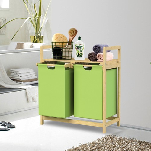 Panier linge bambou - linge, vert