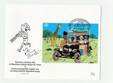 Herge Tintin enveloppe Timbres Belgique Congo 2001 premier jour