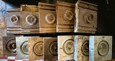12 Architectural Salvage Antique  Bullseye Rosette Plinth Block Victorian Trim
