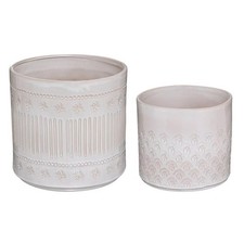 Lot de 2 Cache-Pots Design "Carmen" 25cm Beige
