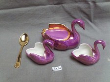 Limoges Porcelain Porcelain 3 Swan Mustard Pepper Salt (BX51)