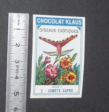 CHROMO CHOCOLATE VIGNETTE KLAUS 1920-1930 EXOTIC BIRDS COMET SAPHO