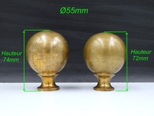 Ø55mm Lot 2 anciennes Boules en Bronze,Embout,Lit,Barre à Rideau,Escalier,Chenet