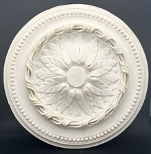 Plaster Ceiling Rose with Floral and Beaded Decor, 19th Century Style