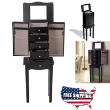 Wood Jewelry Cabinet Mirrored