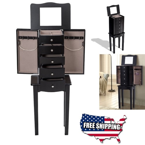 Wood jewelry cabinet mirrored - wood,