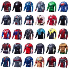 Summer T-shirts Compression 3D Printed Marvel Avenger Tops Gym Sports Tights 