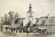 HONFLEUR : CHAPELLE de NOTRE-DAME-de-GRÂCE - TRES GRANDE litho 19e (de Thorigny)
