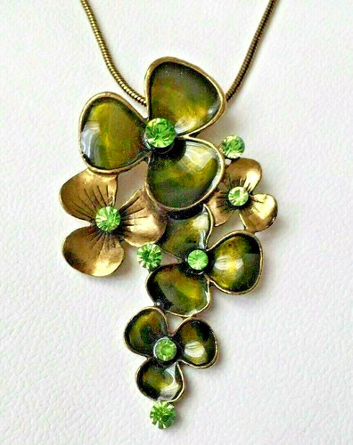 Grand collier fleur verte - collier,