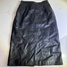 Pelle Cuir Women's Vintage Black Leather Paneled Pencil Skirt Sz 10 Club Chic