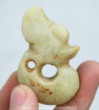 2" Rare chinois Hongshan culture vieux Jade sculpture porc Dragon pendentif