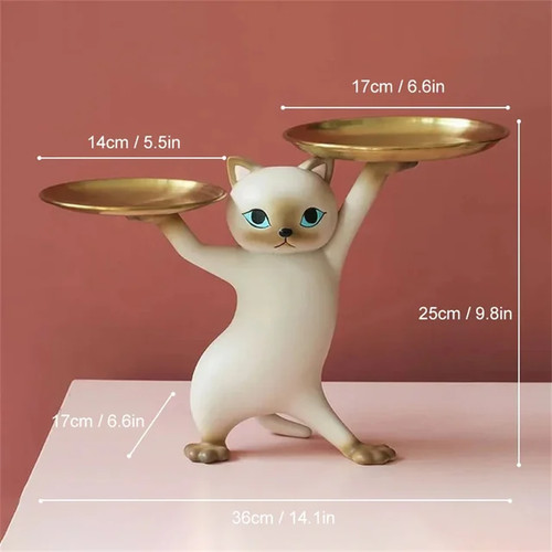 Figurine chat résine avec - figurine, en