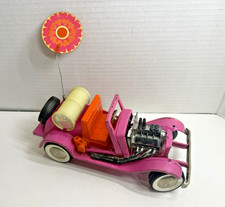 Vintage 1970's Buddy L Sand Drag-N Steel Buggy Car Pink w/ Flower Japan