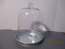 LARGE CLOCHE GLASS DOME WITH METAL TRAY