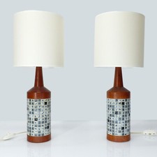 Pair of Scandinavian Teak and Mosaic Table Lamps, Denmark 1960