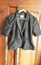RARE  VESTE LOOK VINTAGE CREATEUR COLETTE GOUBERT T38/40 ASPECT SOIE SAUVAGE NOI