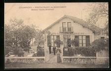 Old postcard Champigny, Restaurant du Monument, Maison Claude Borday 
