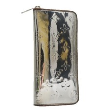 LOUIS VUITTON Monogram Miroir Zippy Wallet Vertical Wallet Silver LV Auth 104402