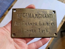 Ancienne plaque murale nominative gravée en bronze LIFFRE (dépt 35) 10,2 x 6,4cm