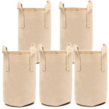 5-Pack 7-Gallon Tall Aeration Fabric Pots/Plant Grow Bags Tan w/Handles