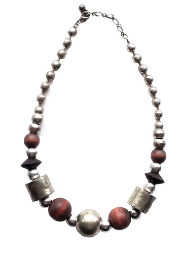 Collier boule bois buis - bois, en