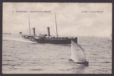 BELGIUM, Vintage postcard, Ostende, Arrivée de la Malle
