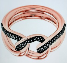 Bague Swarovski Lane, Noir, Plaqué Or Rose Taille 55 Neuf 149€