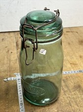 Antique Solidex GREEN GLASS JARS 1 liter utensils, kitchen No.1A