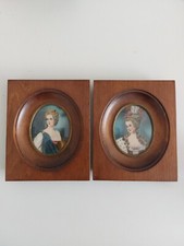 Paire de cadres Peinture Miniature signèe. - XIXÈME représentant des galantes.