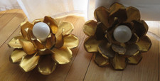 pair of DLG or Jansen House Wall Sconce Flower Gold Metal Hollywood Regency