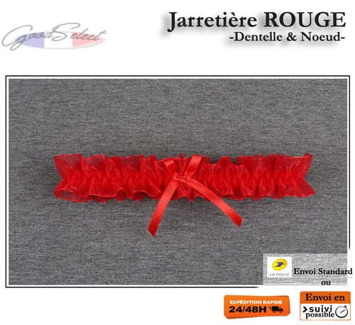 Jarretière rouge dentelle - rouge,