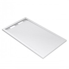 Receveur de douche effet pierre blanc - caniveau - 120 x 80 cm - Pedra AURLANE