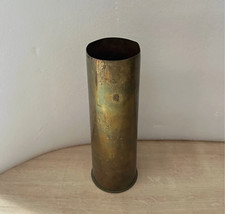 Artisanat de tranchée : douille d'obus de 75 dans son jus d'origine  - 1914-18