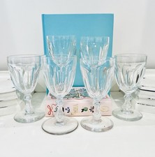 Vtg Val St Lambert Crystal Water Wine Goblets Cut Panels Set Of 6 VAS50