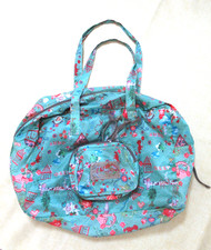OILILY VINTAGE PRINT duffle bag kewpie doll hearts floral novelty nylon 16x12x7"