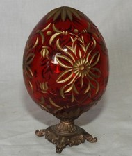 Antique egg, engraved and gilded glass (Russian glass?)