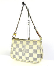 Auth LOUIS VUITTON Accessory Pochette MIni Damier Azur Hand Bag Purse #60785