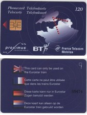 FRANCE TELECOM MOBILES EUROSTAR B T PROXIMUS TELECARD 120 U CHIP SO3