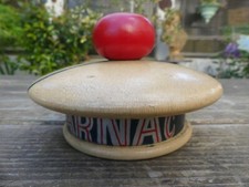 Antique Bachis de Marin candy box painted wood CARNAC BEACH 1920, 11cm diam