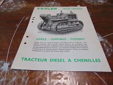 FOWLER LEEDS 3 30 Tracked Diesel Tractors Brochure Brochure in French